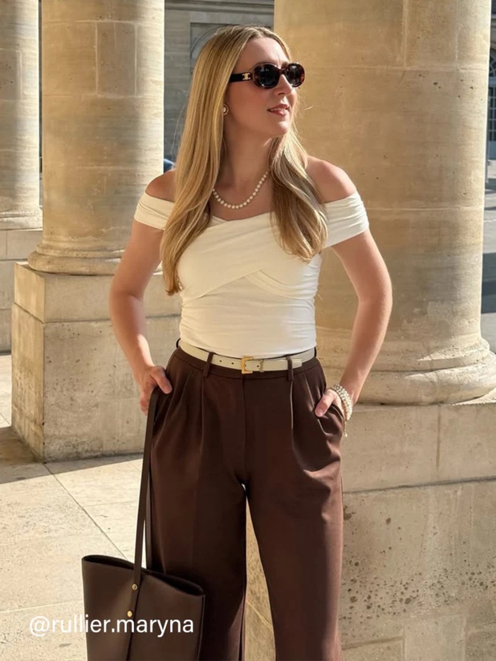 NWT OGL Eco-SkinKiss® Criss Cross Off Shoulder New Airy Bra Top in cream color - Picture 10 of 10